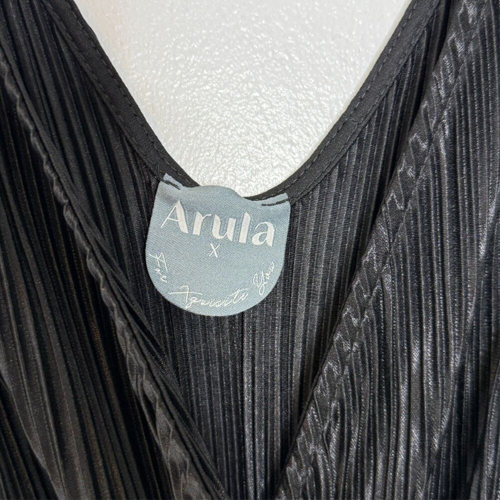 Arula 1X Black Pleated Maxi Jumpsuit Sleeveless Belted Elegant Eveningwear